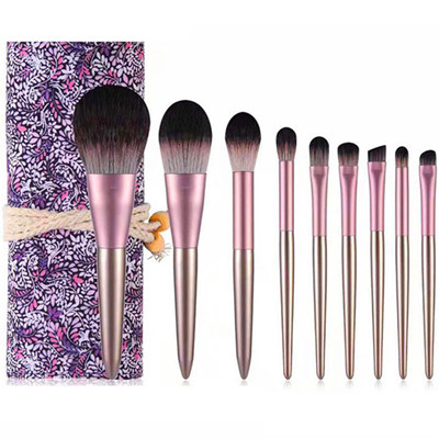 K9022 9pcs pudding makeup brush set floral case