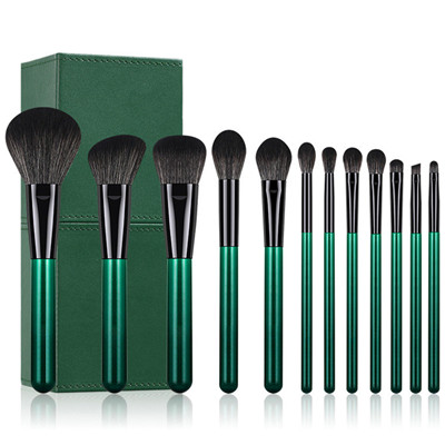 K12022 12pcs green makeup brush set