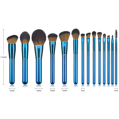 K14004 14pcs blue glitter makeup brush set