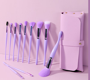 K11018 11pcs purple seahorse makeup brush set